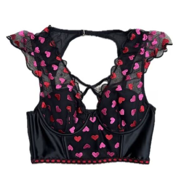VICTORIA'S SECRET DREAM ANGELS HEART EMBROIDERED CAP SLEEVE CORSET BRA TOP M NWT - Picture 4 of 8